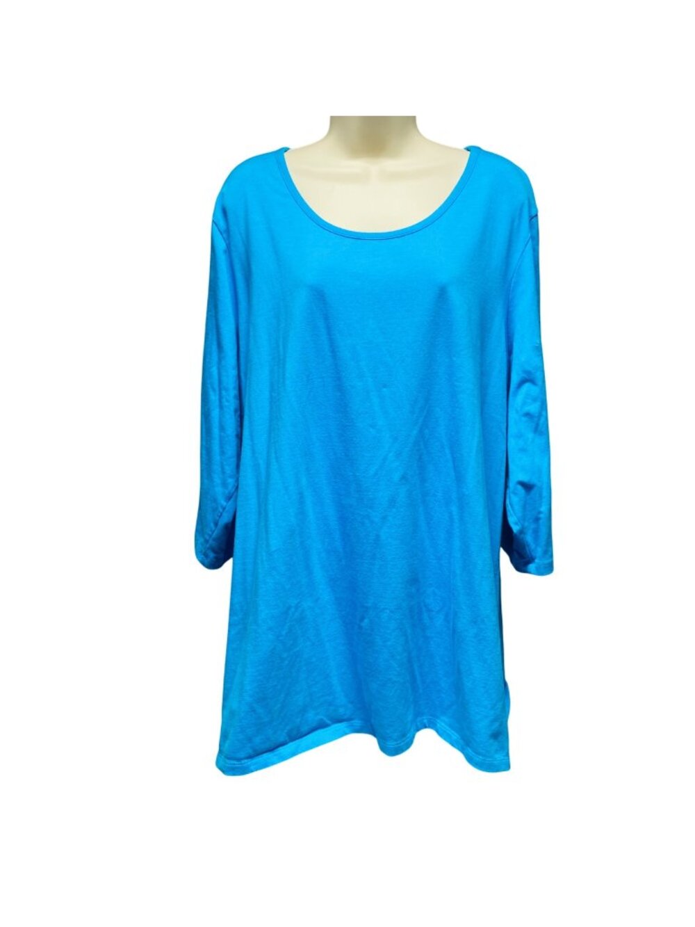 Denim & Co Womens Blue 3/4 Sleeve Tunic Top With Lace Detail Size 2X